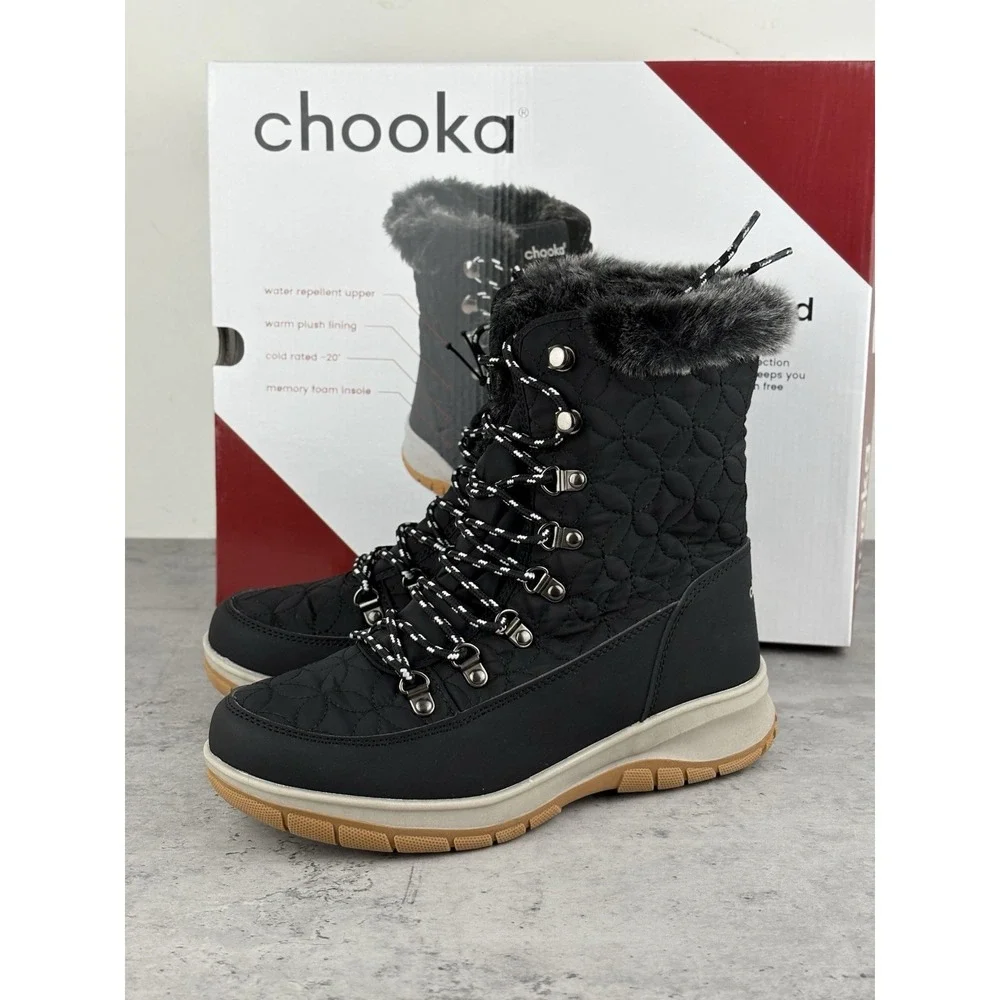 Chooka Insulated Belltown Mid Faux Fur Women's Winter Boots Size 10 NIB